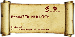 Bredák Miklós névjegykártya